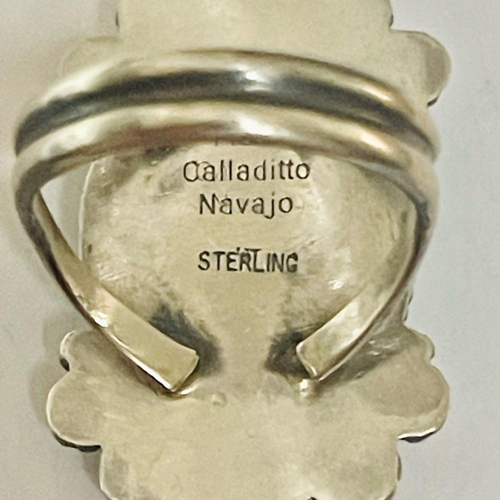 Native American Navajo Michael Calladitto Sterling Silver Blue Turquoise Ring 8 - Picture 6 of 6